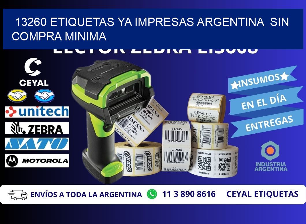 13260 ETIQUETAS YA IMPRESAS ARGENTINA  SIN COMPRA MINIMA