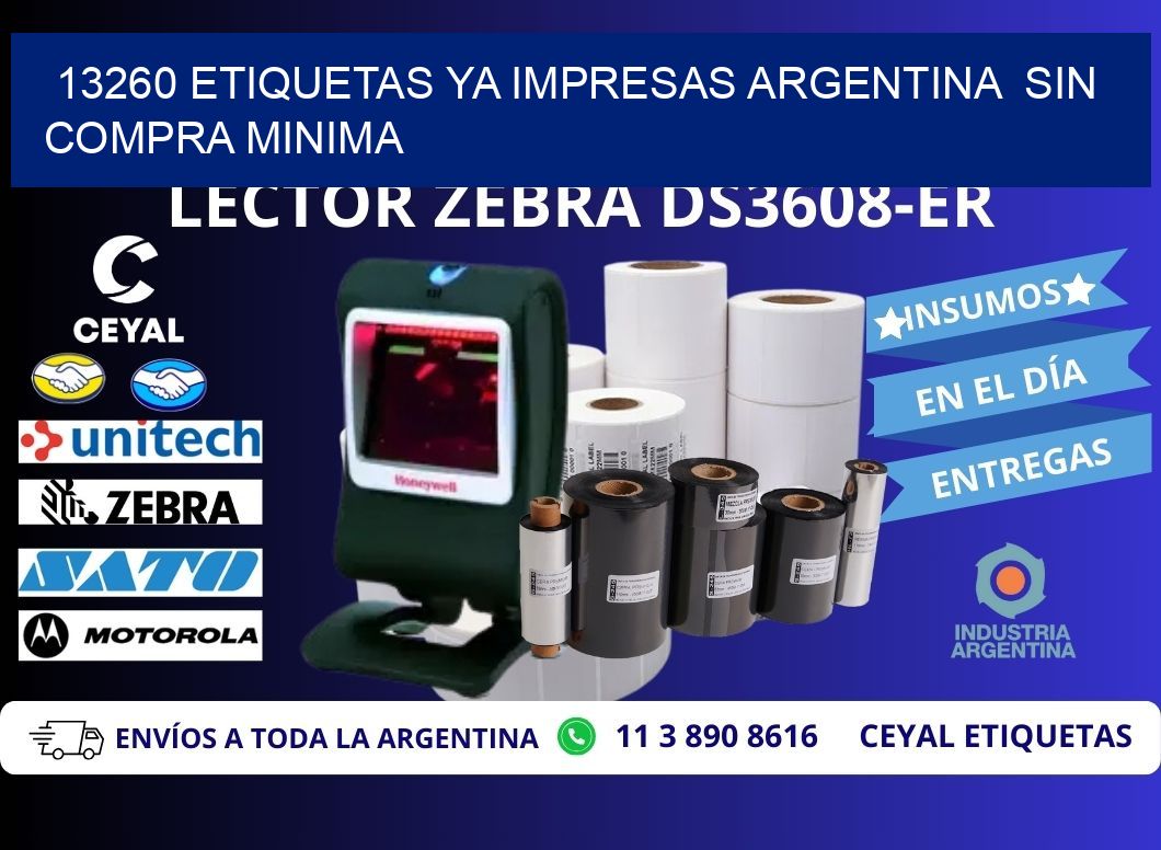 13260 ETIQUETAS YA IMPRESAS ARGENTINA  SIN COMPRA MINIMA