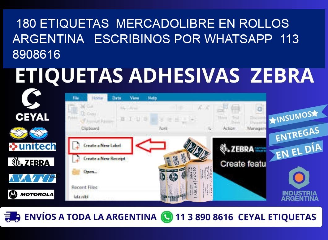 180 ETIQUETAS  MERCADOLIBRE EN ROLLOS ARGENTINA   ESCRIBINOS POR WHATSAPP  113 8908616