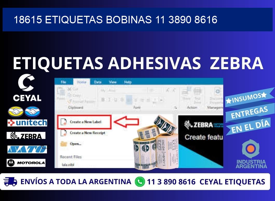 18615 ETIQUETAS BOBINAS 11 3890 8616