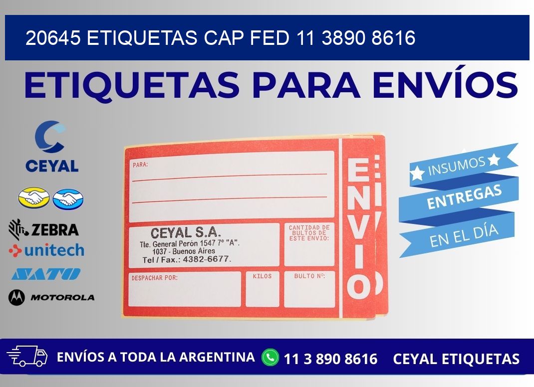 20645 ETIQUETAS CAP FED 11 3890 8616