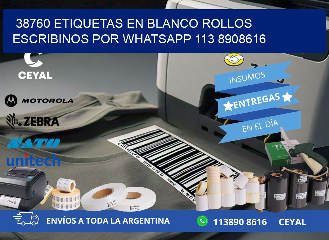 38760 ETIQUETAS EN BLANCO ROLLOS ESCRIBINOS POR WHATSAPP 113 8908616