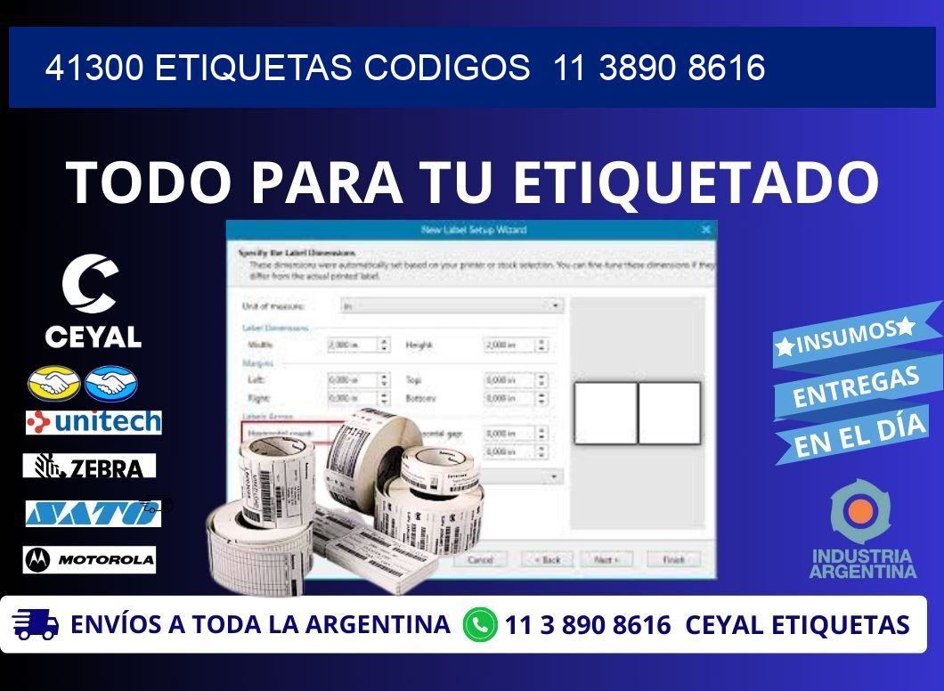 41300 ETIQUETAS CODIGOS  11 3890 8616