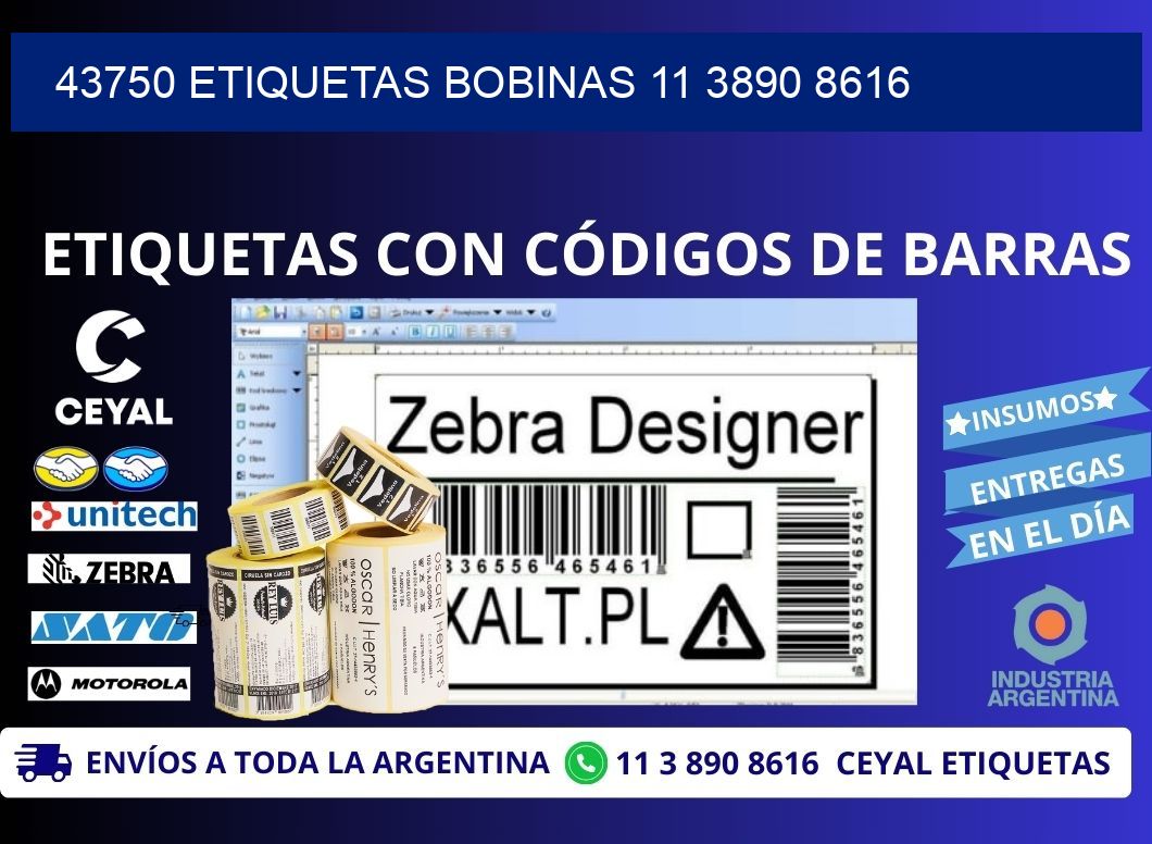 43750 ETIQUETAS BOBINAS 11 3890 8616