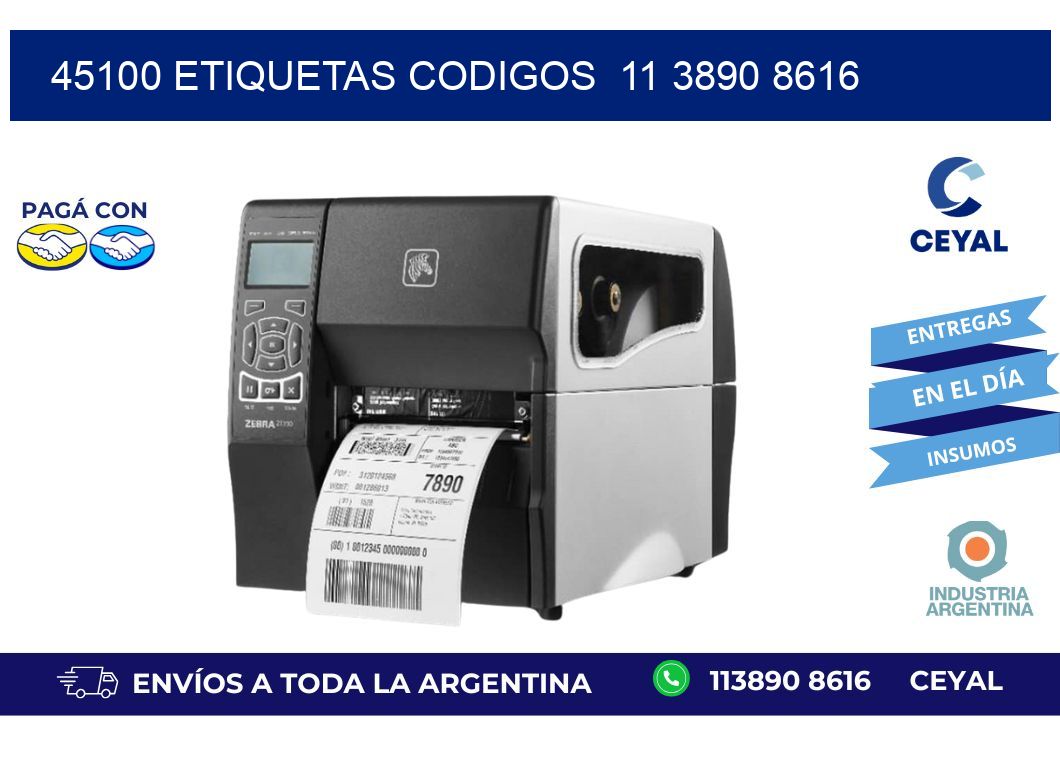 45100 ETIQUETAS CODIGOS  11 3890 8616