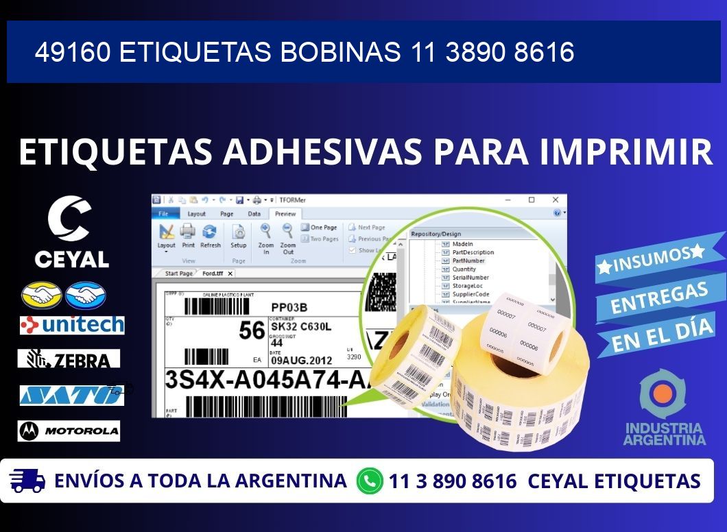 49160 ETIQUETAS BOBINAS 11 3890 8616