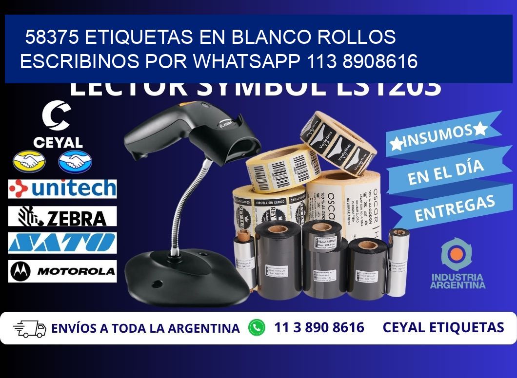 58375 ETIQUETAS EN BLANCO ROLLOS ESCRIBINOS POR WHATSAPP 113 8908616