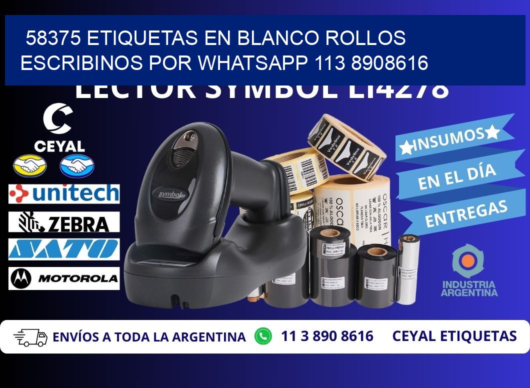 58375 ETIQUETAS EN BLANCO ROLLOS ESCRIBINOS POR WHATSAPP 113 8908616