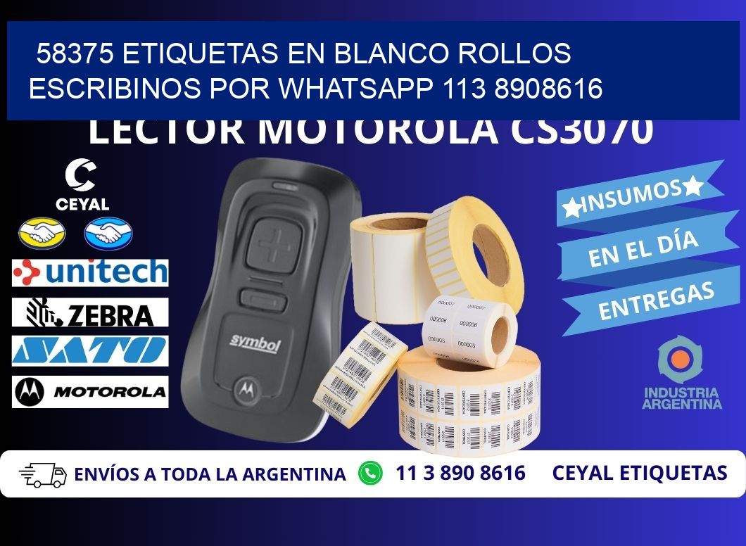 58375 ETIQUETAS EN BLANCO ROLLOS ESCRIBINOS POR WHATSAPP 113 8908616