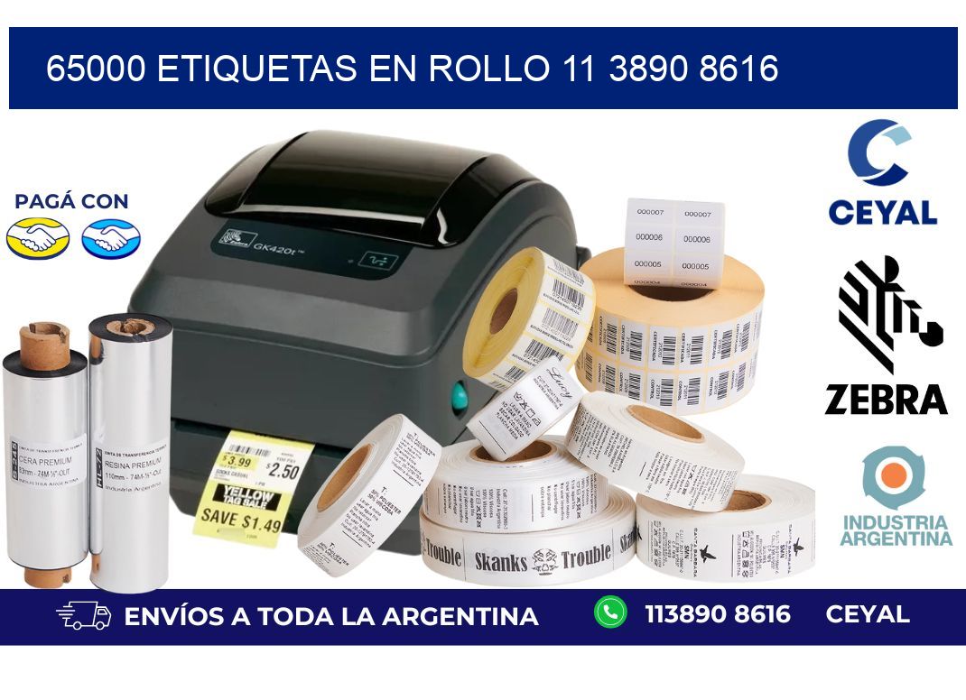 65000 ETIQUETAS EN ROLLO 11 3890 8616