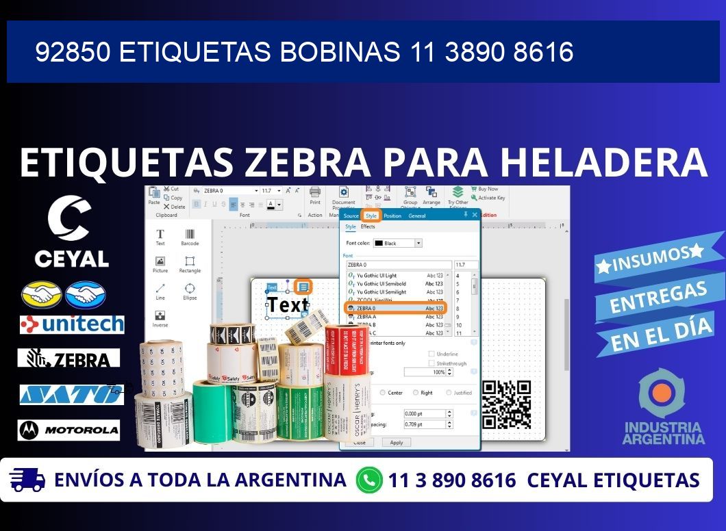 92850 ETIQUETAS BOBINAS 11 3890 8616
