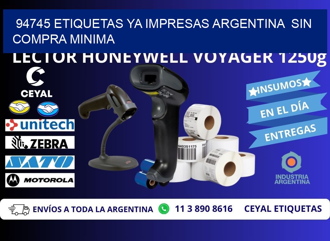 94745 ETIQUETAS YA IMPRESAS ARGENTINA  SIN COMPRA MINIMA