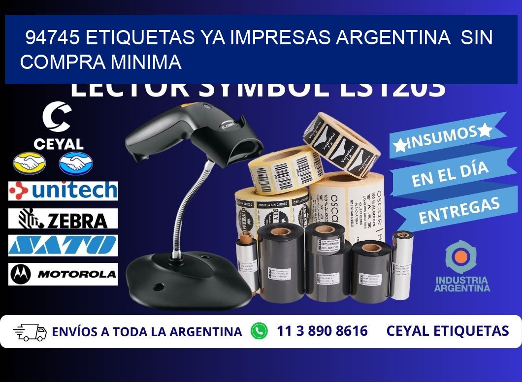 94745 ETIQUETAS YA IMPRESAS ARGENTINA  SIN COMPRA MINIMA