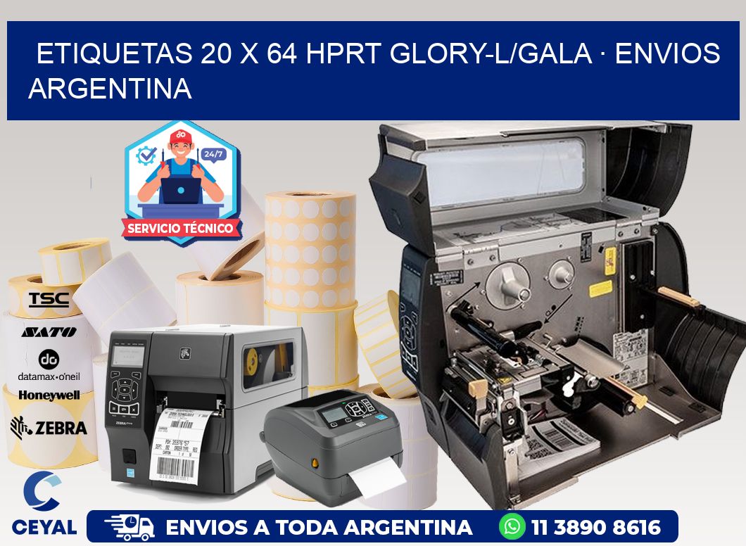 ETIQUETAS 20 x 64 HPRT GLORY-L/GALA · ENVIOS ARGENTINA