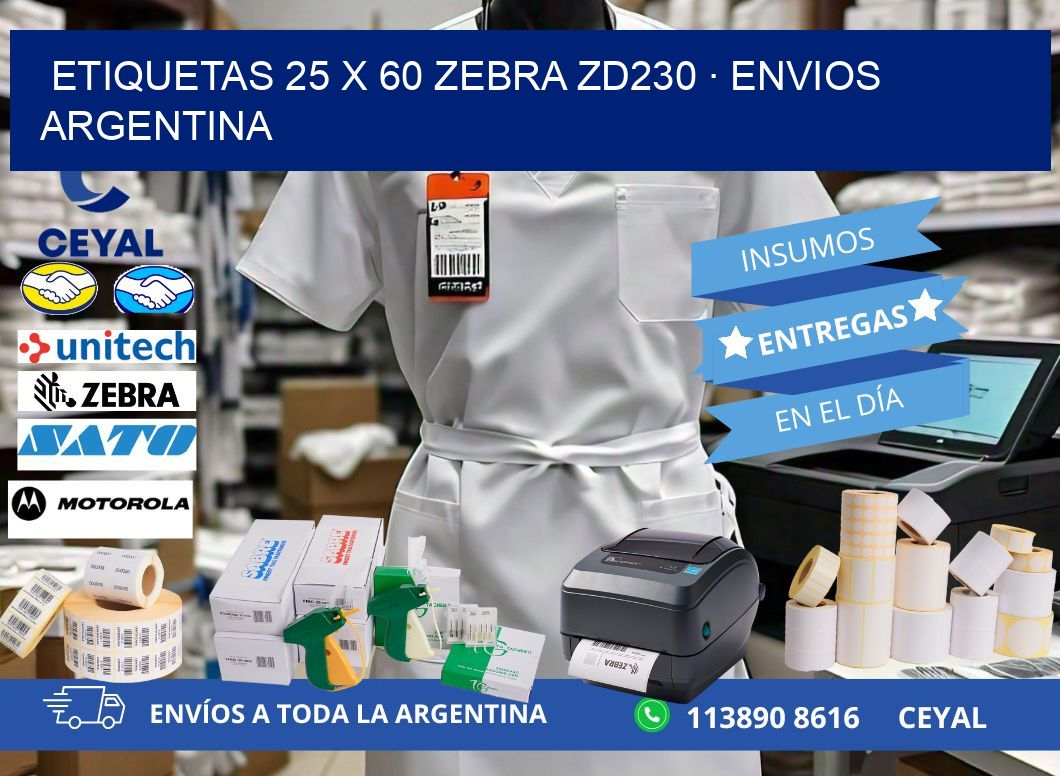 ETIQUETAS 25 x 60 ZEBRA ZD230 · ENVIOS ARGENTINA
