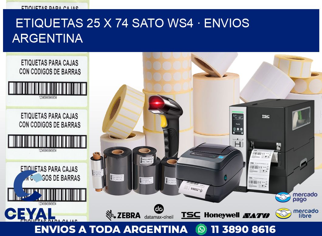 ETIQUETAS 25 x 74 SATO WS4 · ENVIOS ARGENTINA