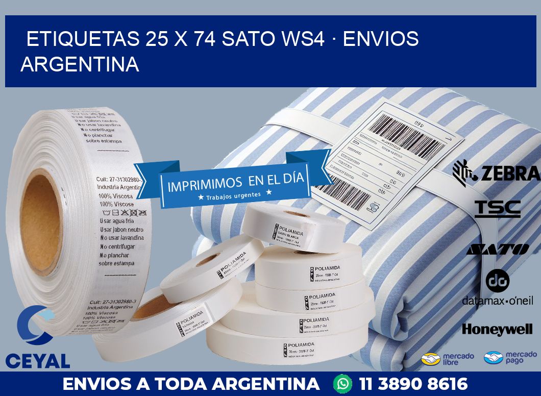 ETIQUETAS 25 x 74 SATO WS4 · ENVIOS ARGENTINA