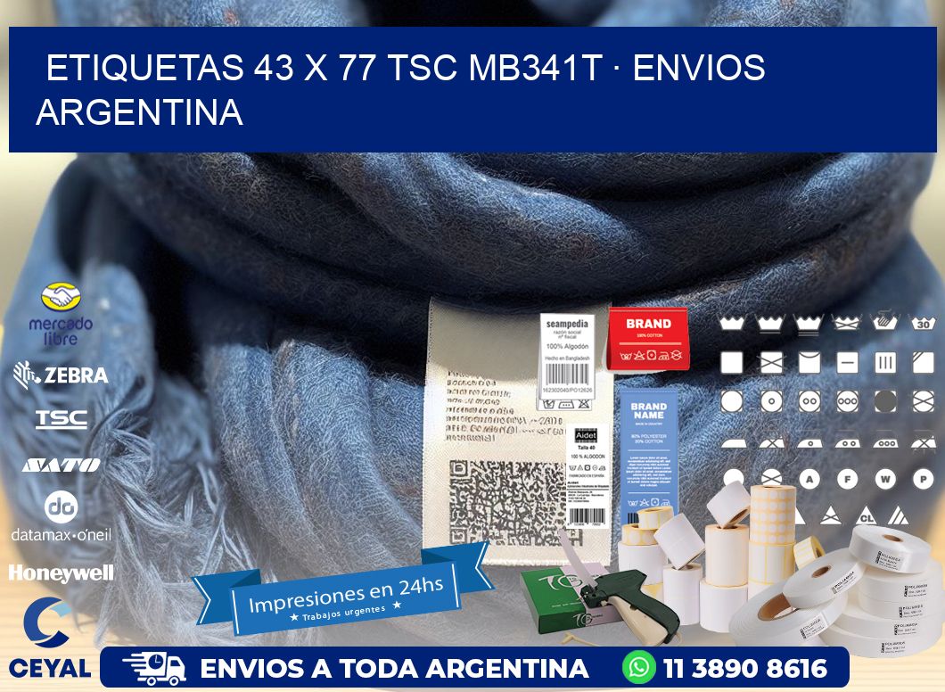 ETIQUETAS 43 x 77 TSC MB341T · ENVIOS ARGENTINA