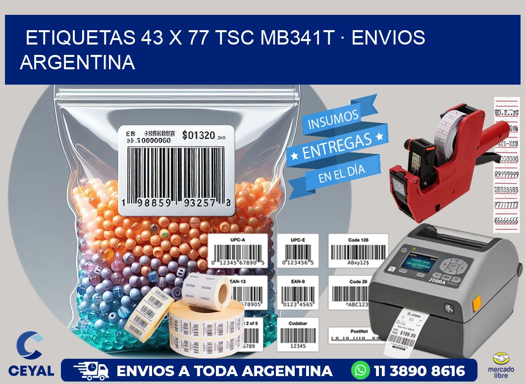 ETIQUETAS 43 x 77 TSC MB341T · ENVIOS ARGENTINA