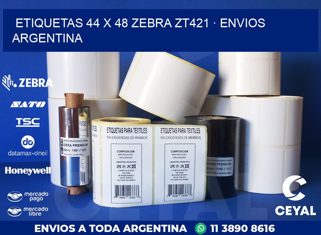 ETIQUETAS 44 x 48 ZEBRA ZT421 · ENVIOS ARGENTINA