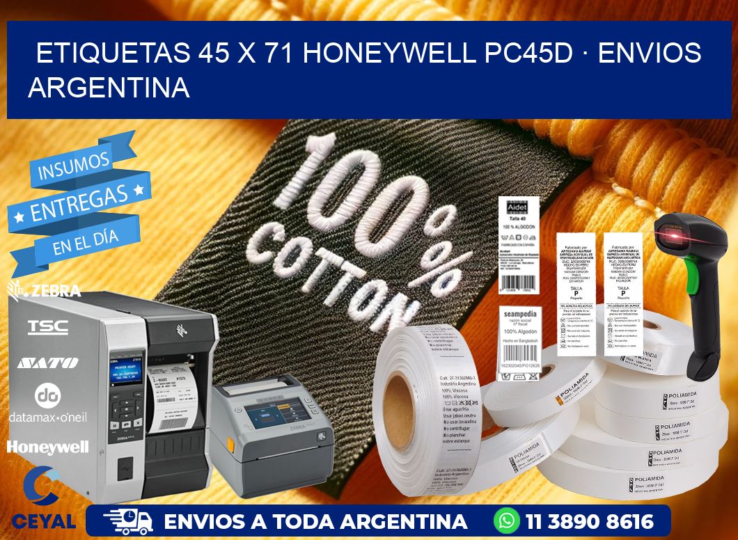 ETIQUETAS 45 x 71 HONEYWELL PC45D · ENVIOS ARGENTINA
