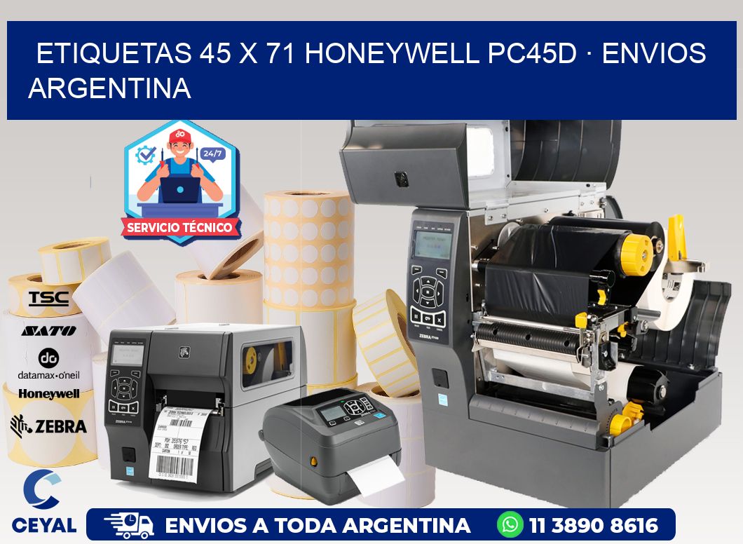 ETIQUETAS 45 x 71 HONEYWELL PC45D · ENVIOS ARGENTINA