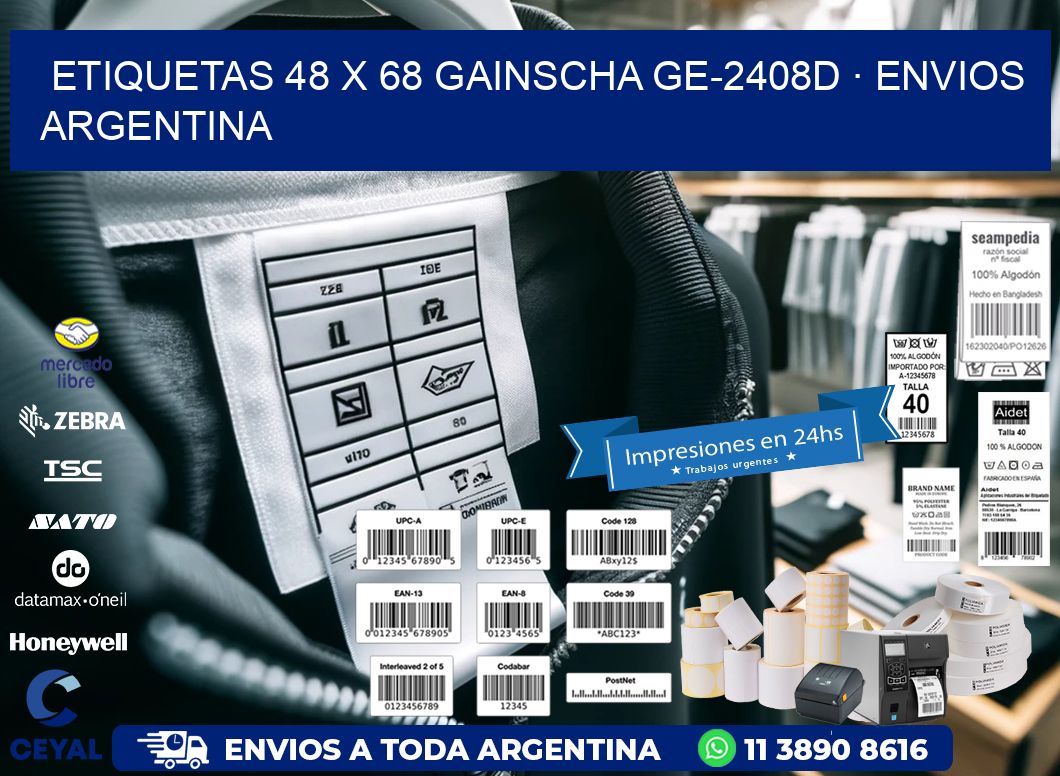 ETIQUETAS 48 x 68 GAINSCHA GE-2408D · ENVIOS ARGENTINA