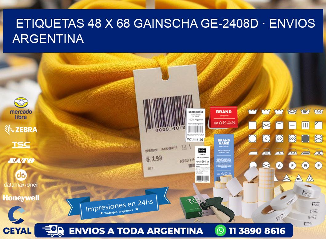 ETIQUETAS 48 x 68 GAINSCHA GE-2408D · ENVIOS ARGENTINA