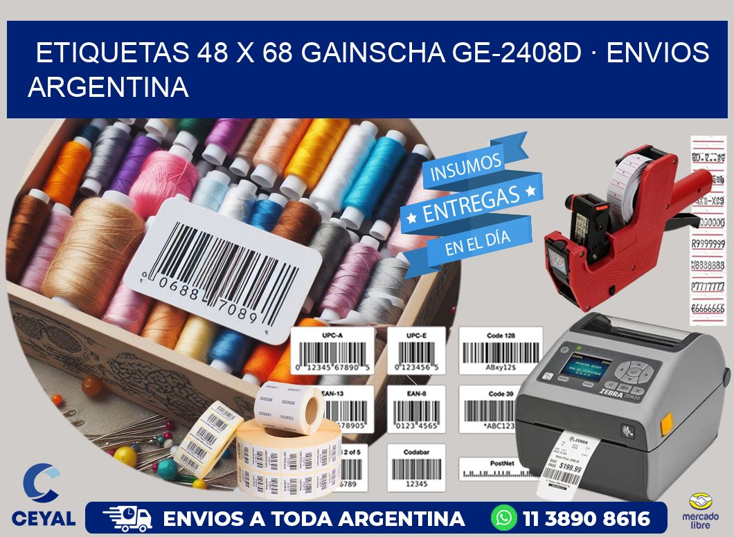 ETIQUETAS 48 x 68 GAINSCHA GE-2408D · ENVIOS ARGENTINA