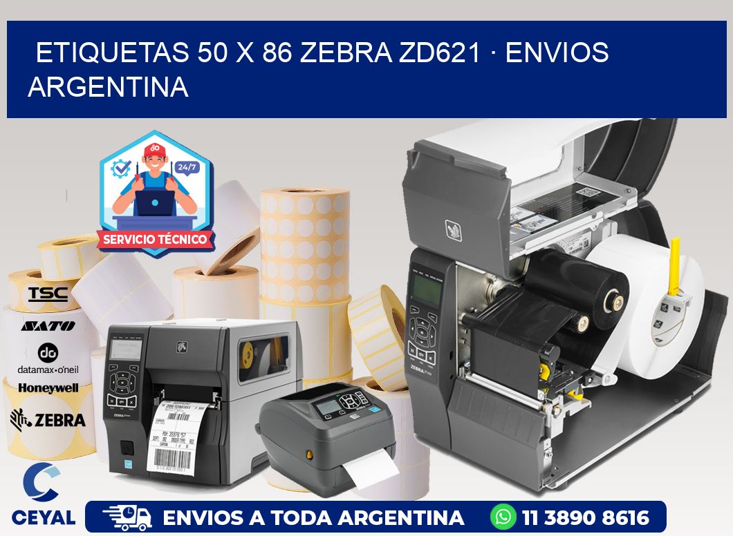 ETIQUETAS 50 x 86 ZEBRA ZD621 · ENVIOS ARGENTINA