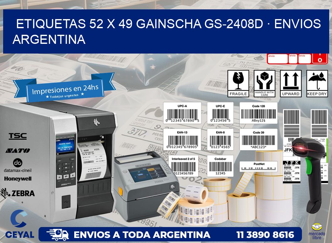 ETIQUETAS 52 x 49 GAINSCHA GS-2408D · ENVIOS ARGENTINA
