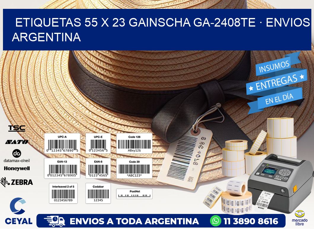 ETIQUETAS 55 x 23 GAINSCHA GA-2408TE · ENVIOS ARGENTINA