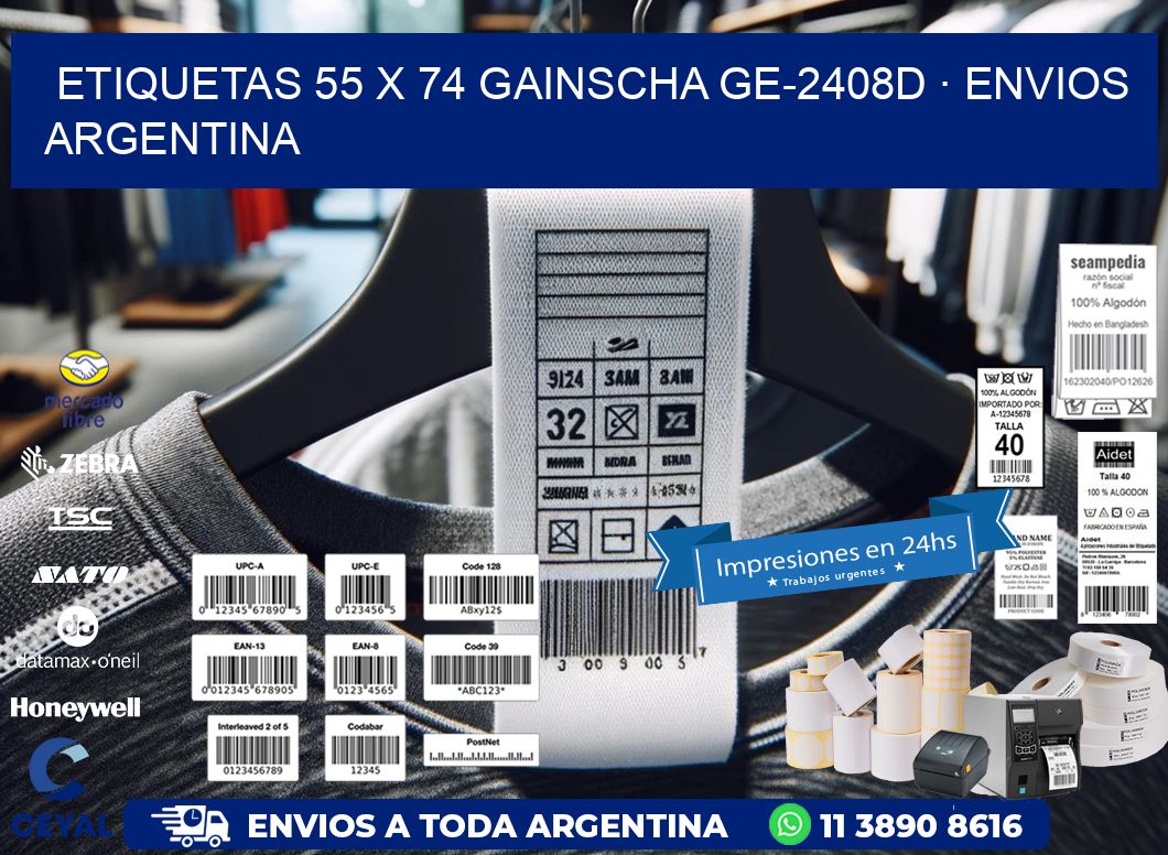 ETIQUETAS 55 x 74 GAINSCHA GE-2408D · ENVIOS ARGENTINA