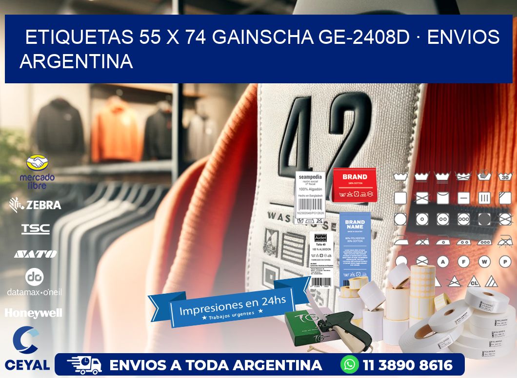 ETIQUETAS 55 x 74 GAINSCHA GE-2408D · ENVIOS ARGENTINA