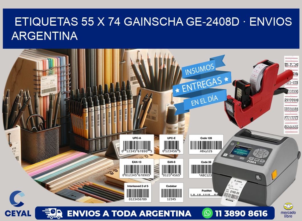 ETIQUETAS 55 x 74 GAINSCHA GE-2408D · ENVIOS ARGENTINA