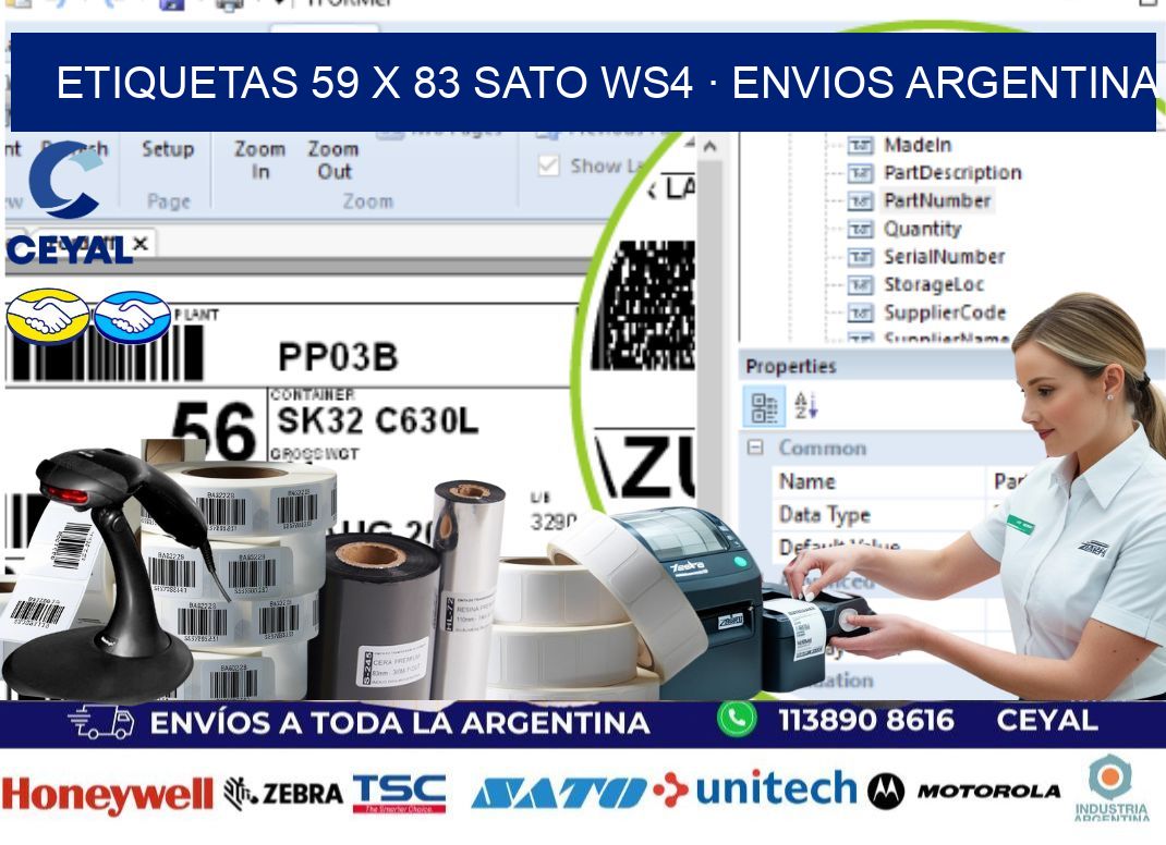 ETIQUETAS 59 x 83 SATO WS4 · ENVIOS ARGENTINA