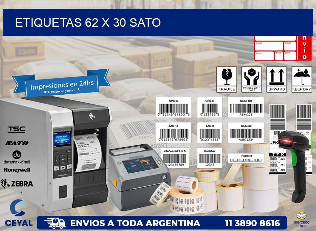 ETIQUETAS 62 x 30 SATO