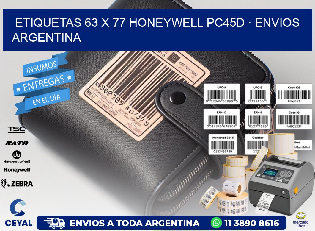 ETIQUETAS 63 x 77 HONEYWELL PC45D · ENVIOS ARGENTINA