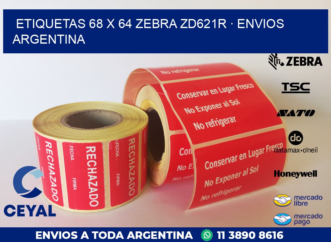 ETIQUETAS 68 x 64 ZEBRA ZD621R · ENVIOS ARGENTINA