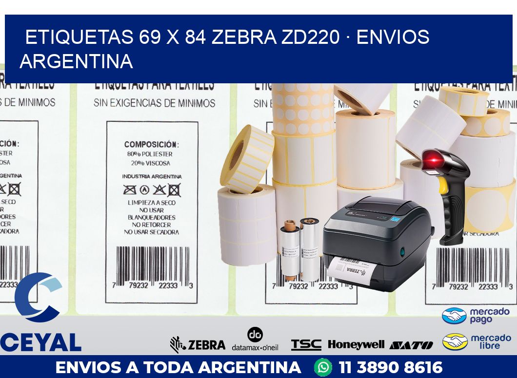 ETIQUETAS 69 x 84 ZEBRA ZD220 · ENVIOS ARGENTINA