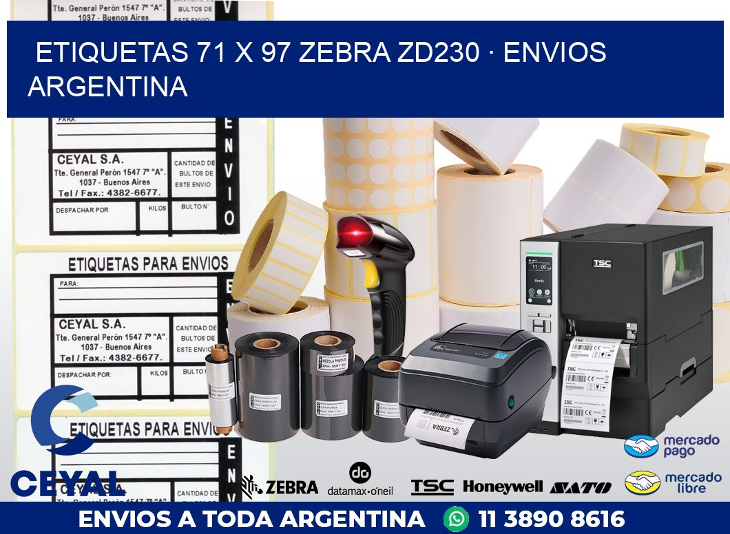 ETIQUETAS 71 x 97 ZEBRA ZD230 · ENVIOS ARGENTINA