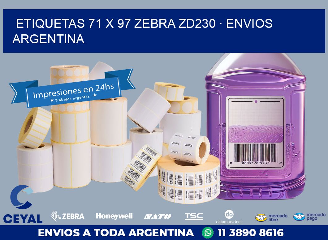 ETIQUETAS 71 x 97 ZEBRA ZD230 · ENVIOS ARGENTINA