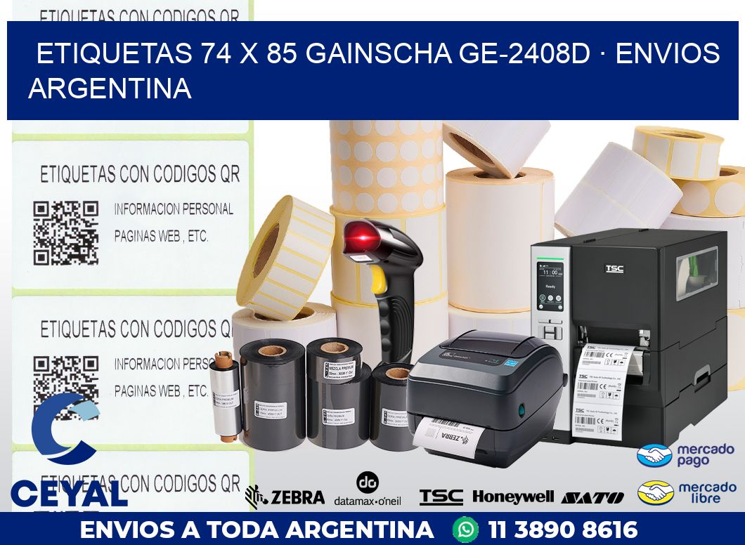 ETIQUETAS 74 x 85 GAINSCHA GE-2408D · ENVIOS ARGENTINA
