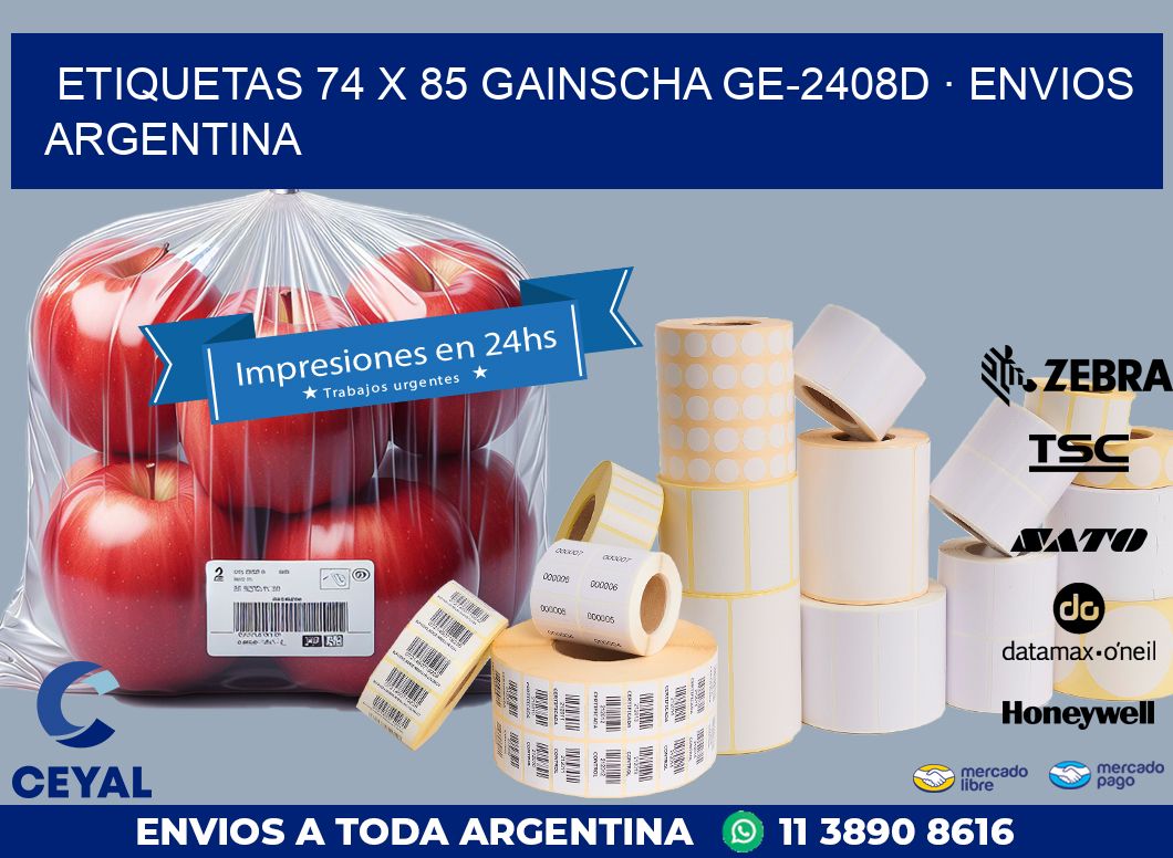 ETIQUETAS 74 x 85 GAINSCHA GE-2408D · ENVIOS ARGENTINA