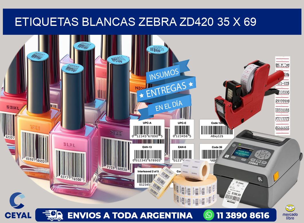 ETIQUETAS BLANCAS ZEBRA ZD420 35 x 69