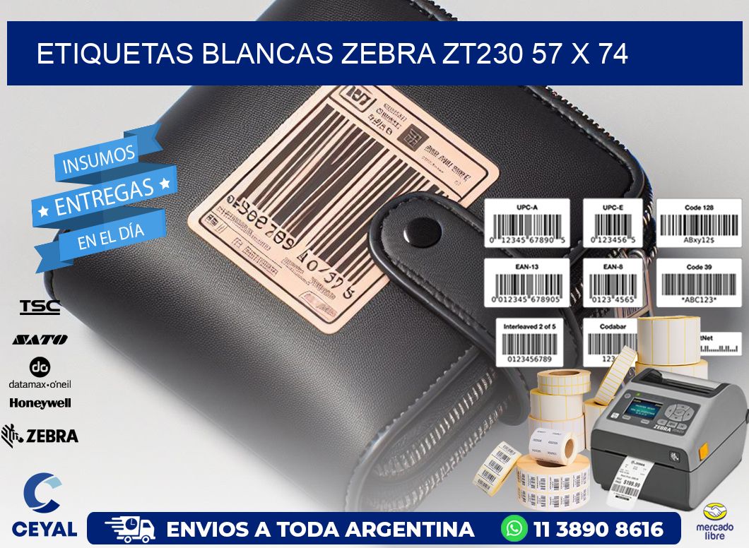 ETIQUETAS BLANCAS ZEBRA ZT230 57 x 74