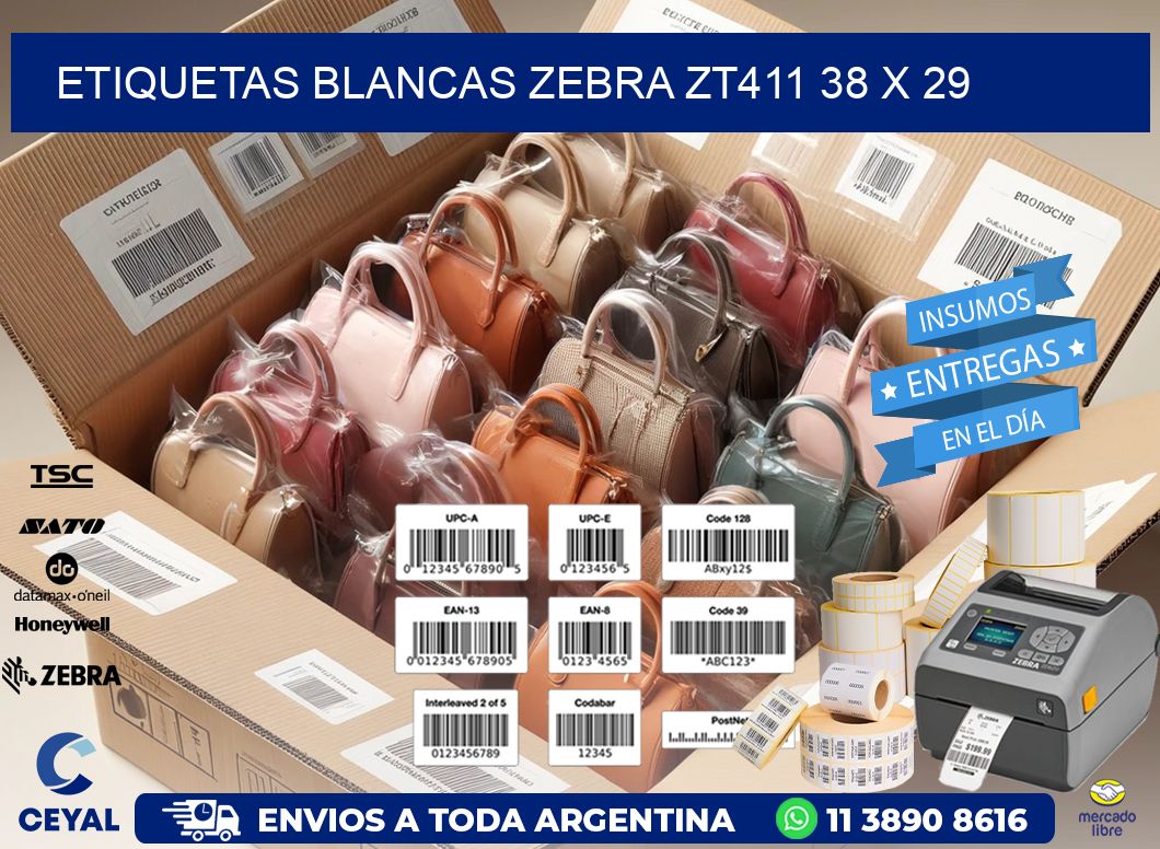 ETIQUETAS BLANCAS ZEBRA ZT411 38 x 29
