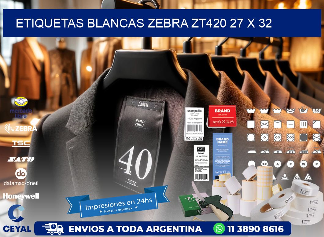 ETIQUETAS BLANCAS ZEBRA ZT420 27 x 32