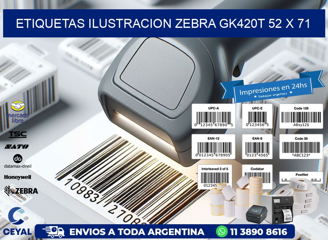 ETIQUETAS ILUSTRACION ZEBRA GK420T 52 x 71