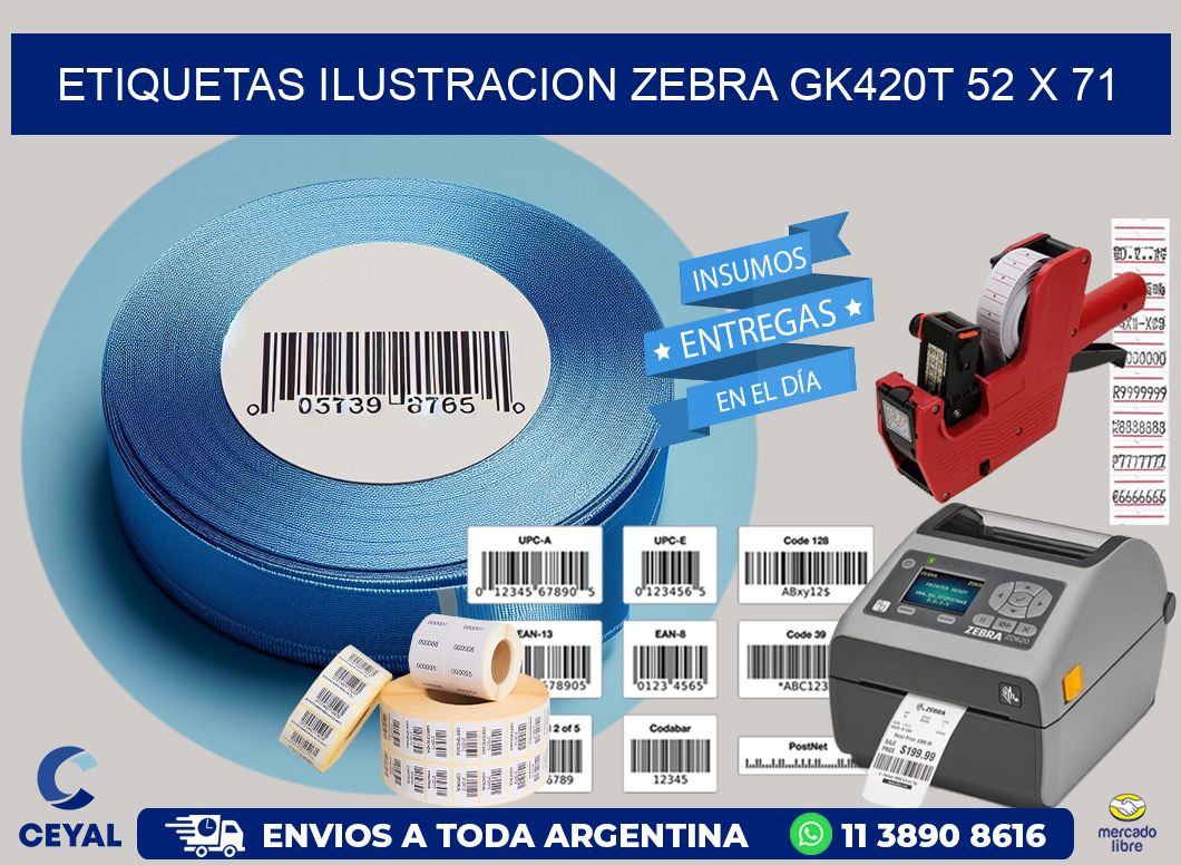 ETIQUETAS ILUSTRACION ZEBRA GK420T 52 x 71